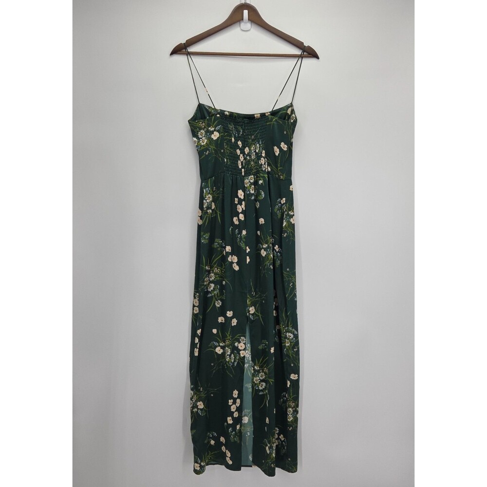 Reformation Frankie Dress Buena Green Floral Silk Slip Maxi Dress Size 2 - Picture 3 of 5